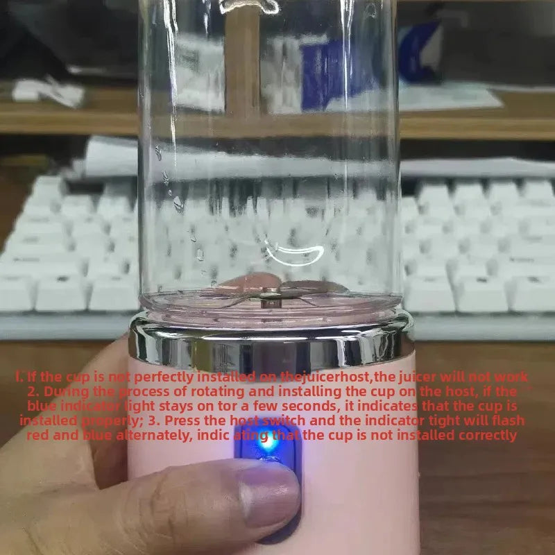 Licuadora Portátil KL, Botella Eléctrica con 6 Cuchillas, Licuadora Multifunción para Jugos Frescos, Smoothies, Hielo y Procesador de Alimentos